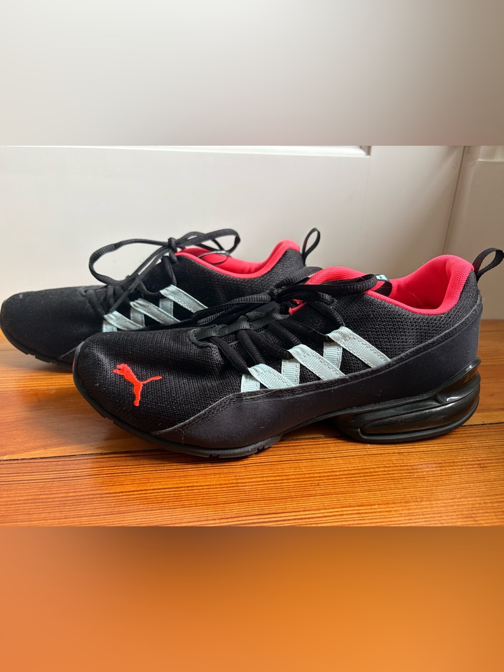 Puma Black Sneakers with Neon Pink Interior and Light Blue Accent - Picture 3 of 5
